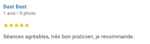Avis-Google-5-etoiles-sur-le-psychologue-Christophe-Gence-de-Bast-Bast Avis Google positif pour Christophe Gence : "Séances agréables, très bon praticien, je recommande."